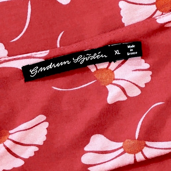 ππΏ GUDRUN SJΓDΓN Red Ginkgo Leaf Tunic Dress | 100% Modal XL | Boho Scandi Style - Picture 2 of 8